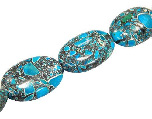 Türkis Stein Edelstein Strang 28 x 18 mm Edelsteine halbedelsteine Perlen Ovalform Blau 14stk edelsteinperlen edelsteinstrang echte Perle G159  